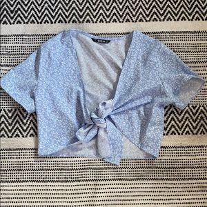 Baby Blue front tie shirt